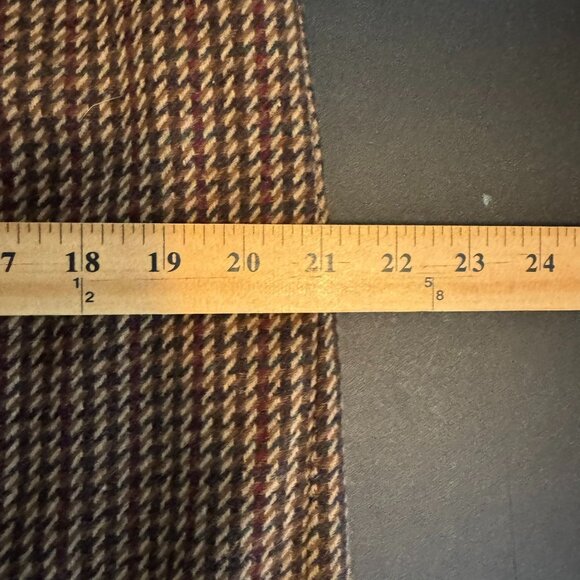 Vintage 70s Alfred Dunner Brown 100% Wool Houndstooth Midi Skirt, Size 12 - Picture 7 of 9